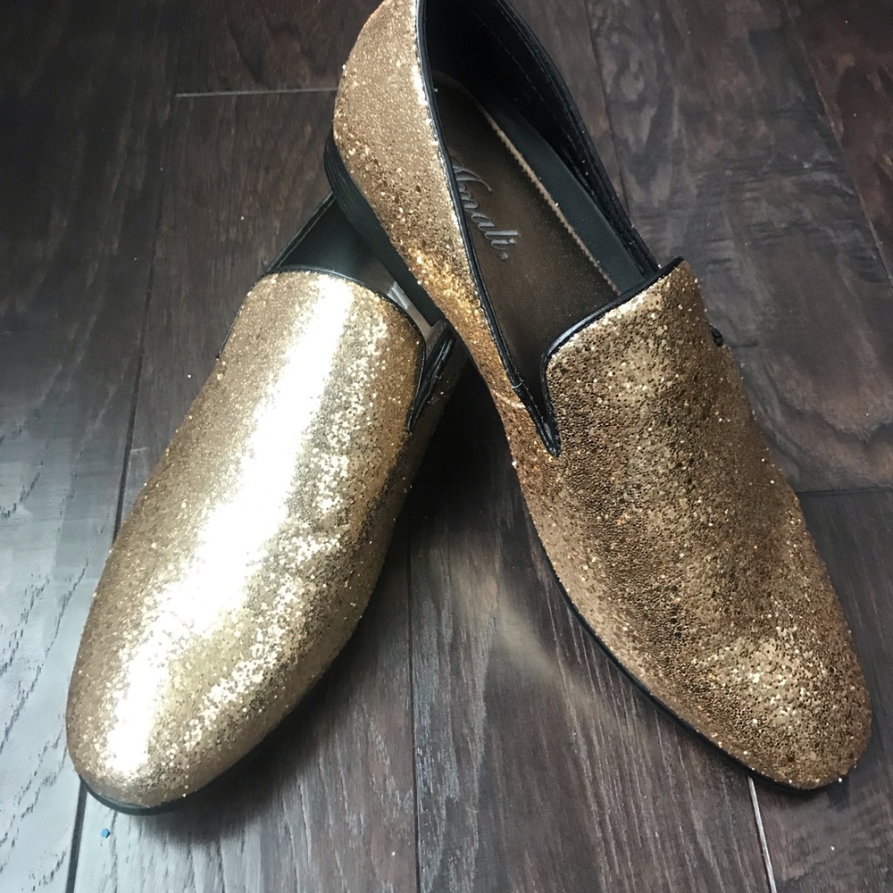 Mens Metallic Sparkling Glitter Tuxedo Slip On